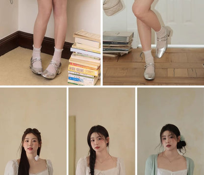 Spaghetti Strap Plain Bow Lace Trim Mini A-Line Dress