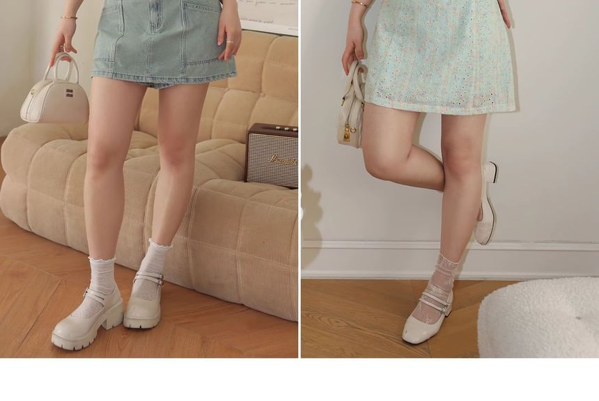 Short Sleeve Square Neck Floral Print Embroidered Eyelet Ruffle Mini A-Line Dress