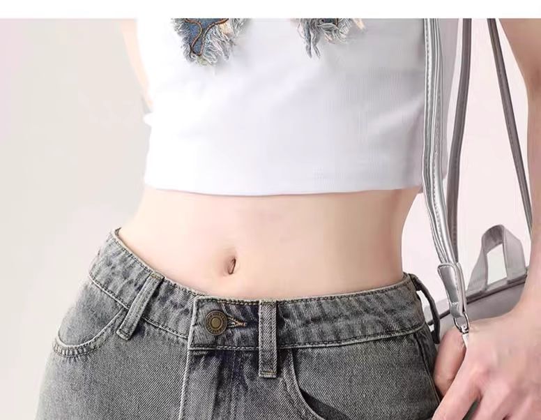 Ruffled High-Waist Denim Mermaid Skirt