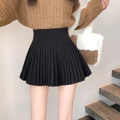 Accordion Pleated High-Waist Mini A-Line Skirt