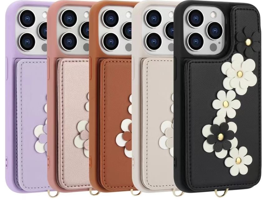 Leather Phone Floral Case Faux