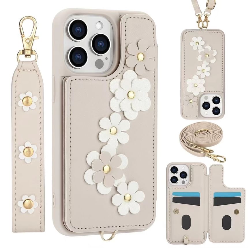 Leather Phone Floral Case Faux