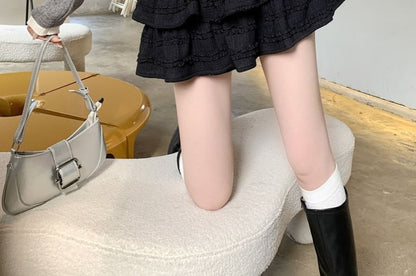 Ruffled Plain Mini Skirt with High-Rise Silhouette