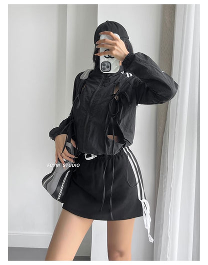 Side-Tie High-Rise Mini Skirt