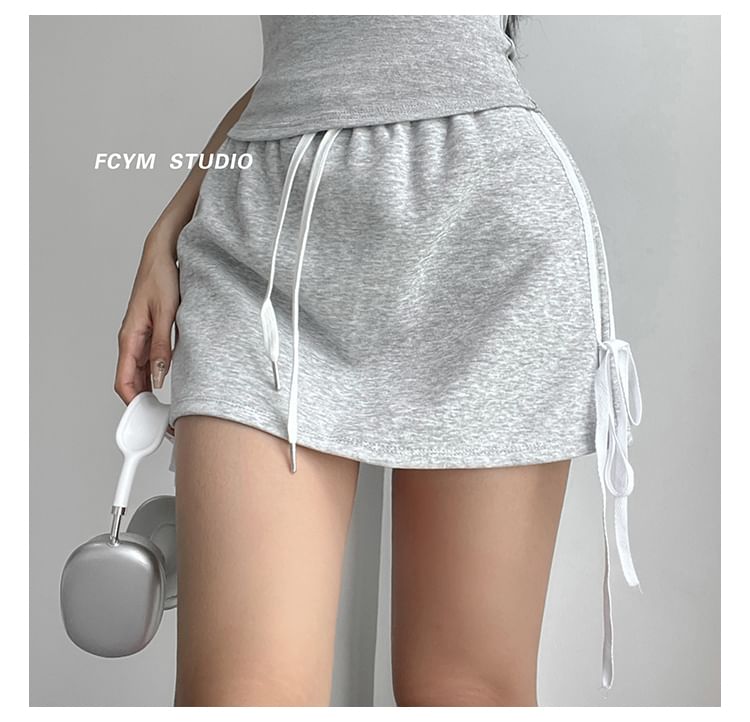 Side-Tie High-Rise Mini Skirt