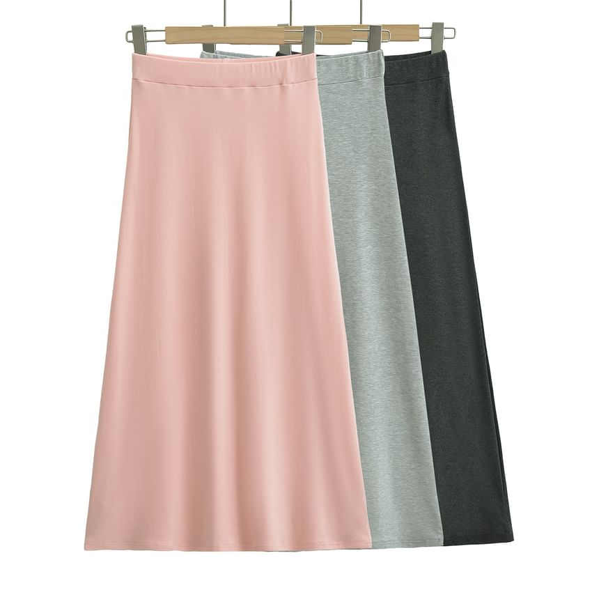 Plain High-Rise A-Line Maxi Skirt