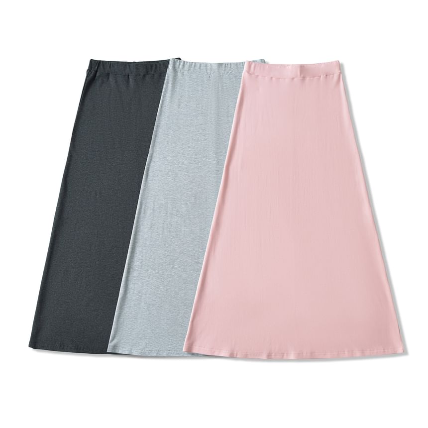 Plain High-Rise A-Line Maxi Skirt