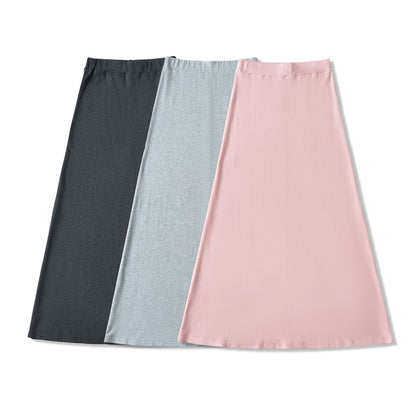 Plain High-Rise A-Line Maxi Skirt