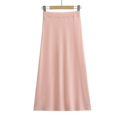 Plain High-Rise A-Line Maxi Skirt