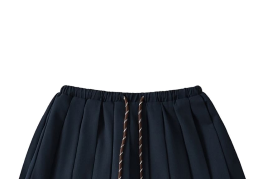 Drawstring Pleated High-Waist Mini Skirt