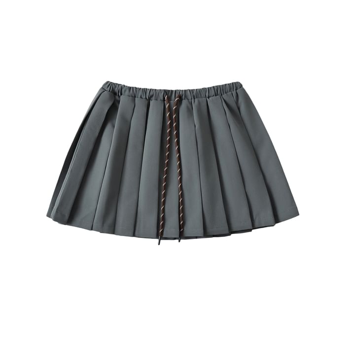 Drawstring Pleated High-Waist Mini Skirt