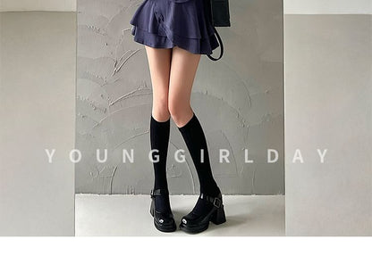Square-Neck Ruched Tank Top Set with Tiered Mini Skirt