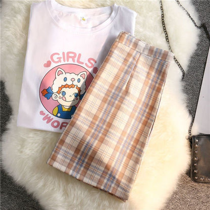 Plaid High-Waist Pencil Mini Skirt