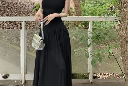 Mock-Neck Tank Top Set with Maxi A-Line Skirt
