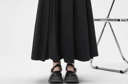 Plain Mid-Rise A-Line Midi Skirt