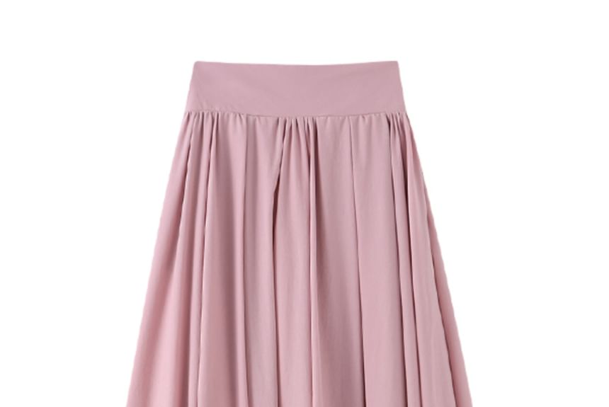 Plain Mid-Rise A-Line Midi Skirt