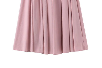 Plain Mid-Rise A-Line Midi Skirt