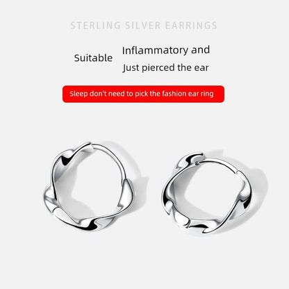 Earring Hoop Sterling Wavy Silver
