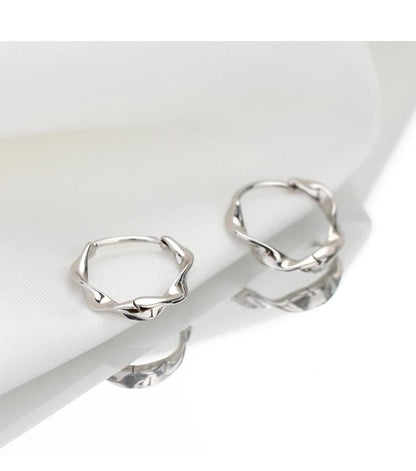 Earring Hoop Sterling Wavy Silver