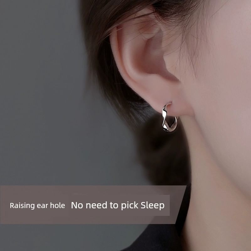 Earring Hoop Sterling Wavy Silver