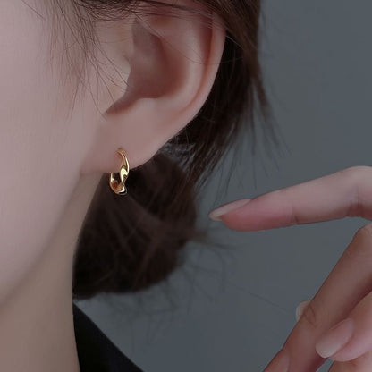 Earring Hoop Sterling Wavy Silver