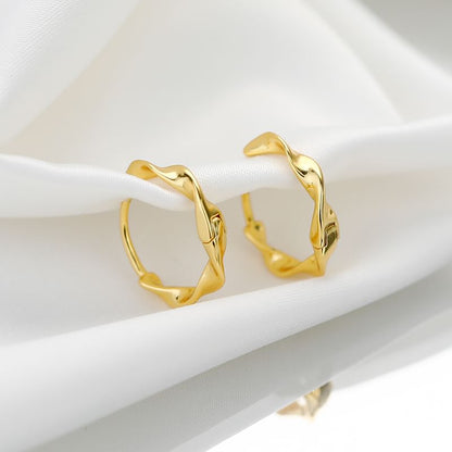 Earring Hoop Sterling Wavy Silver