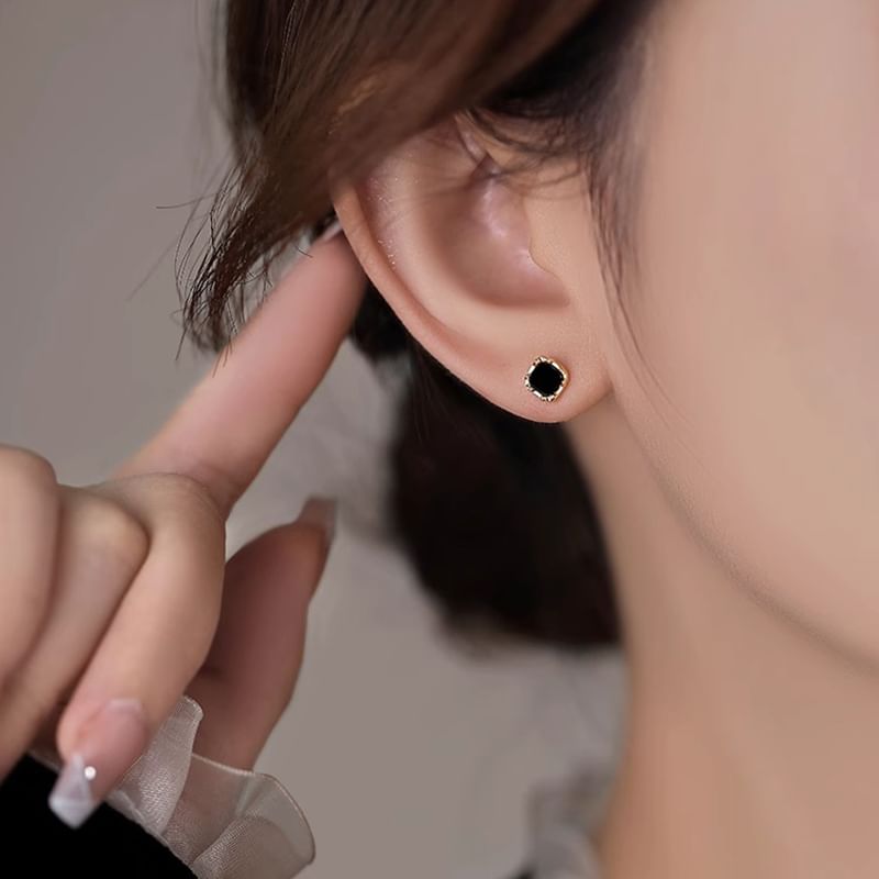 Silver Sterling Ear Stud Square