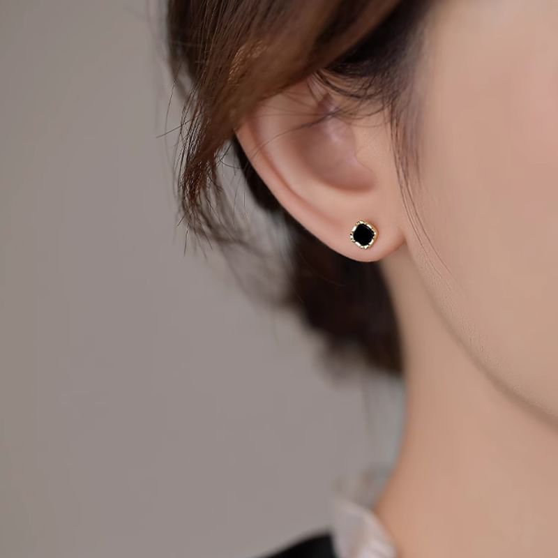 Silver Sterling Ear Stud Square