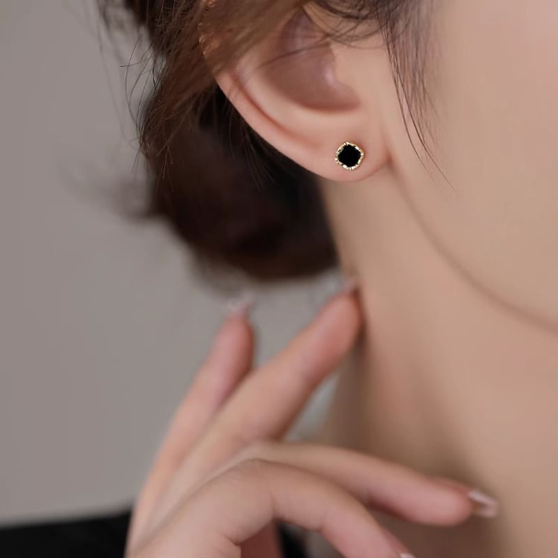 Silver Sterling Ear Stud Square