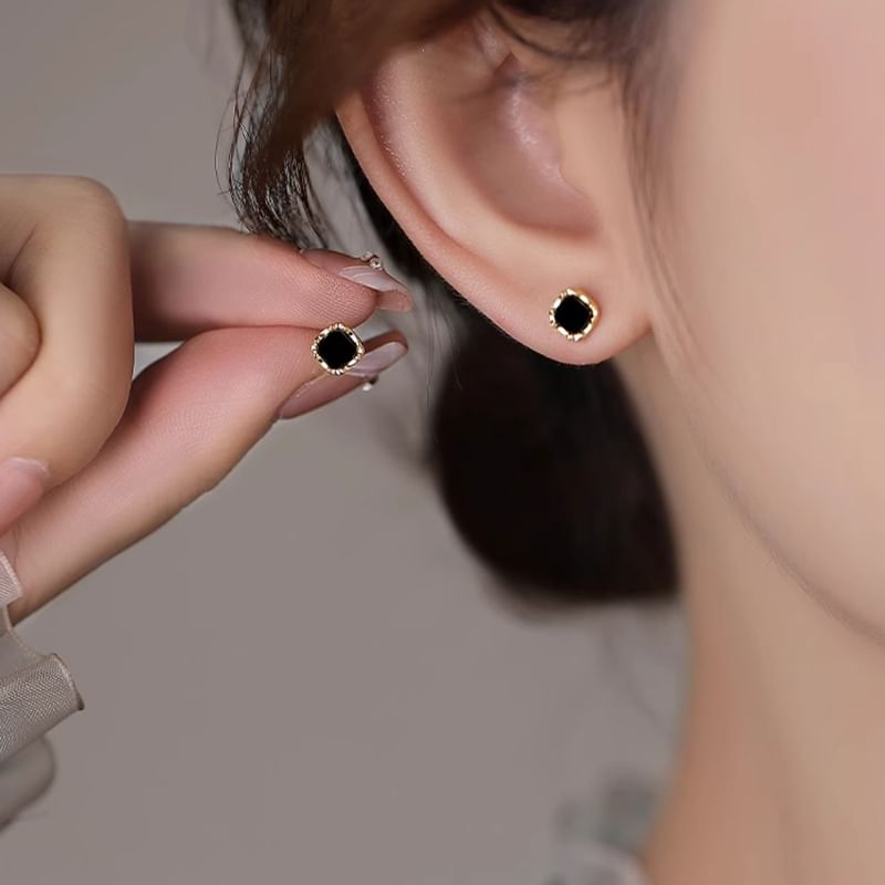 Silver Sterling Ear Stud Square