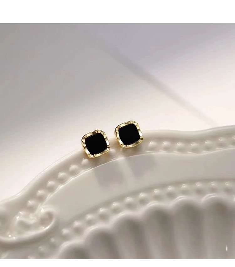 Silver Sterling Ear Stud Square