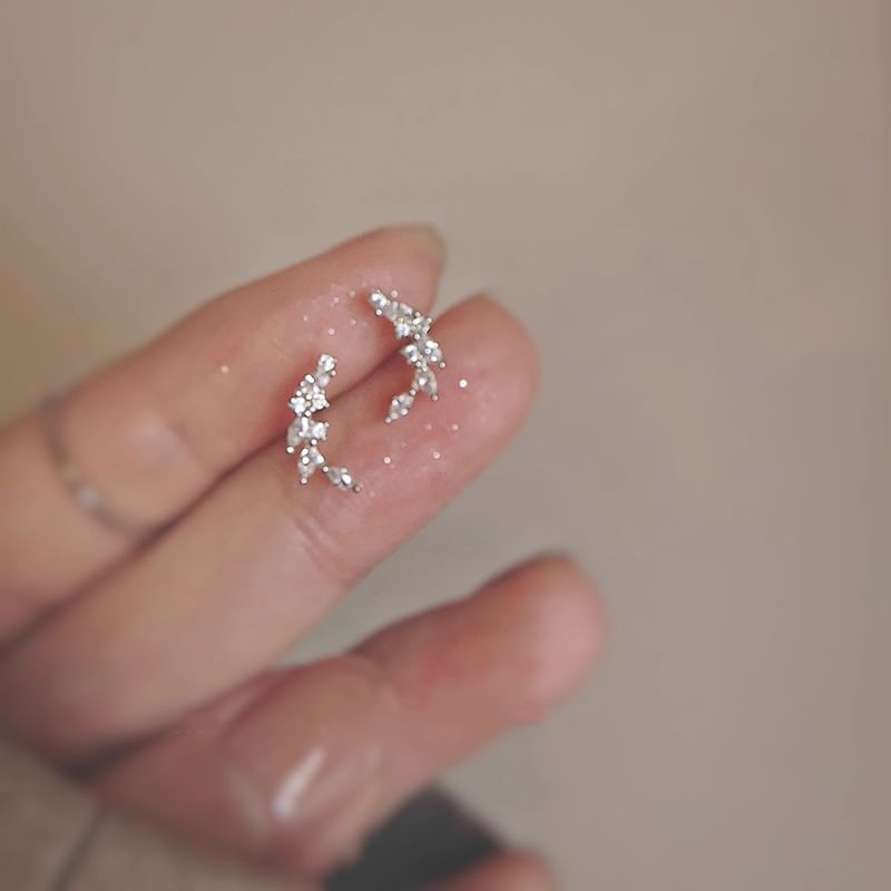 Silver Rhinestone Ear Sterling Stud