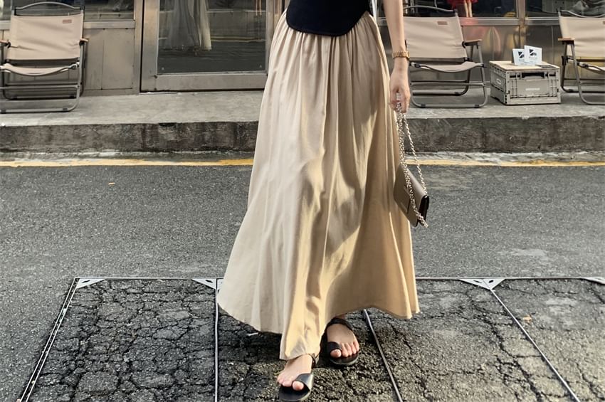 Notch-Neck Tank Top with Maxi A-Line Skirt