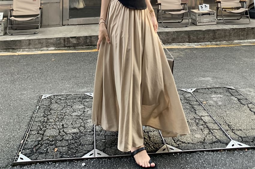 Notch-Neck Tank Top with Maxi A-Line Skirt
