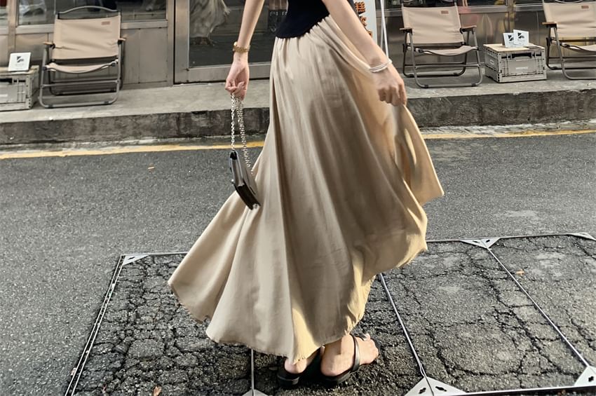 Notch-Neck Tank Top with Maxi A-Line Skirt