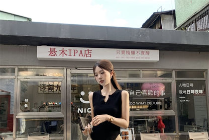 Notch-Neck Tank Top with Maxi A-Line Skirt