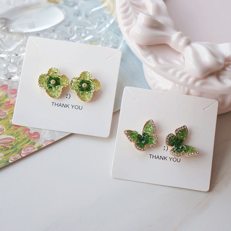 / Stud Flower Clip Butterfly On Earring