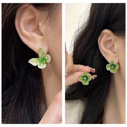 / Stud Flower Clip Butterfly On Earring