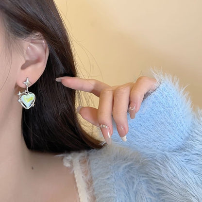 Heart Earring Drop Star / On Clip