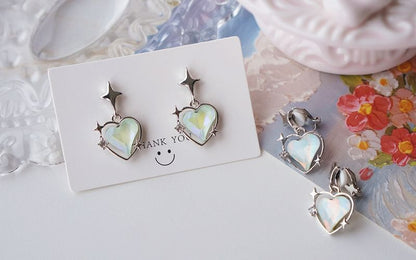 Heart Earring Drop Star / On Clip