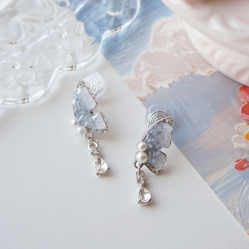 On / Drop Butterfly Clip Earring