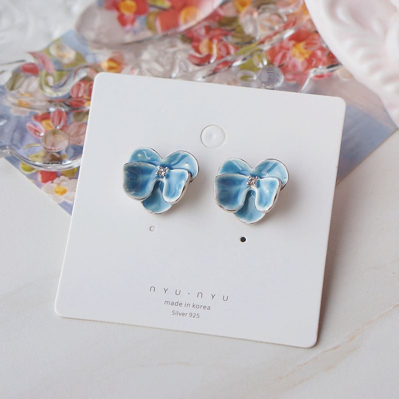 Orchid / Earring Stud Clip On Enamel