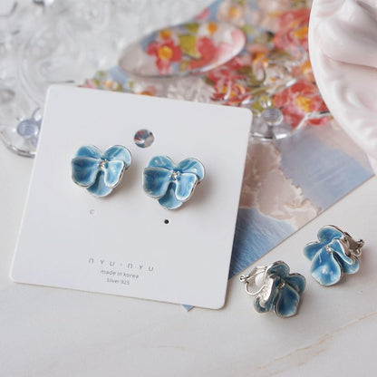 Orchid / Earring Stud Clip On Enamel