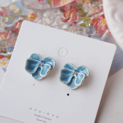 Orchid / Earring Stud Clip On Enamel