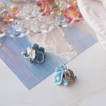 Orchid / Earring Stud Clip On Enamel