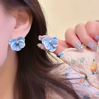 Orchid / Earring Stud Clip On Enamel