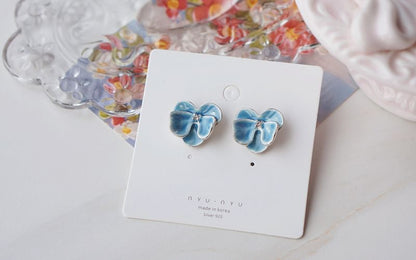 Orchid / Earring Stud Clip On Enamel