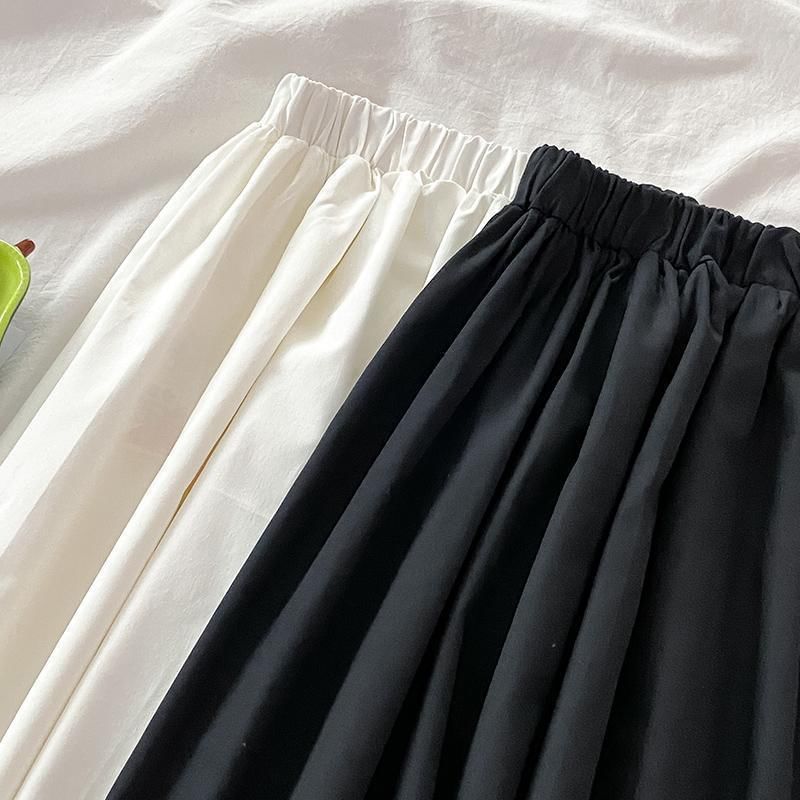 Plain High-Waist A-Line Maxi Skirt