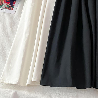 Plain High-Waist A-Line Maxi Skirt