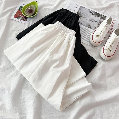 Plain High-Waist A-Line Maxi Skirt